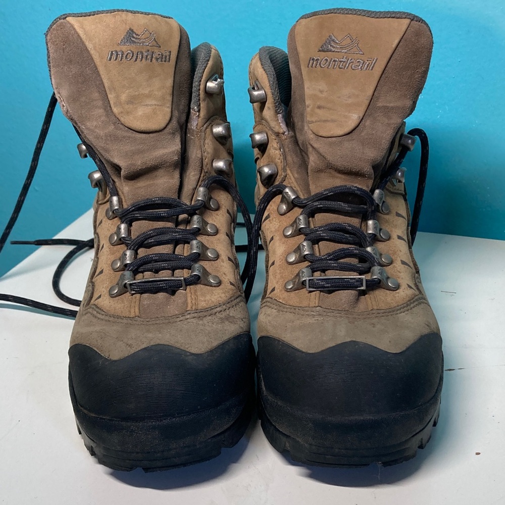 Montrail Goretex Brown Leather Hiking Boots Womens Size 8 / 39 Wide Waterproof - Picture 4 of 15